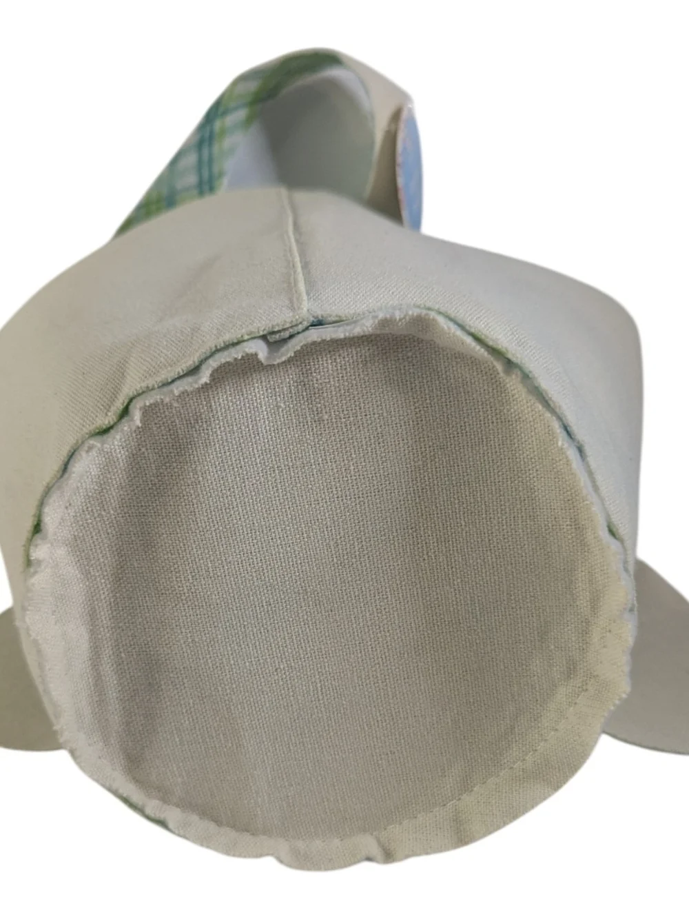 Bunny FaceTreat Basket Cream Green Plaid Ears Cloth Canvas Like